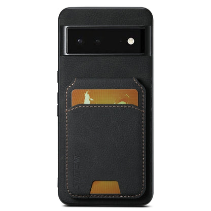 For Google Pixel 6 Suteni H02 Litchi Leather Card Wallet Stand Back Phone Case(Black) by Suteni