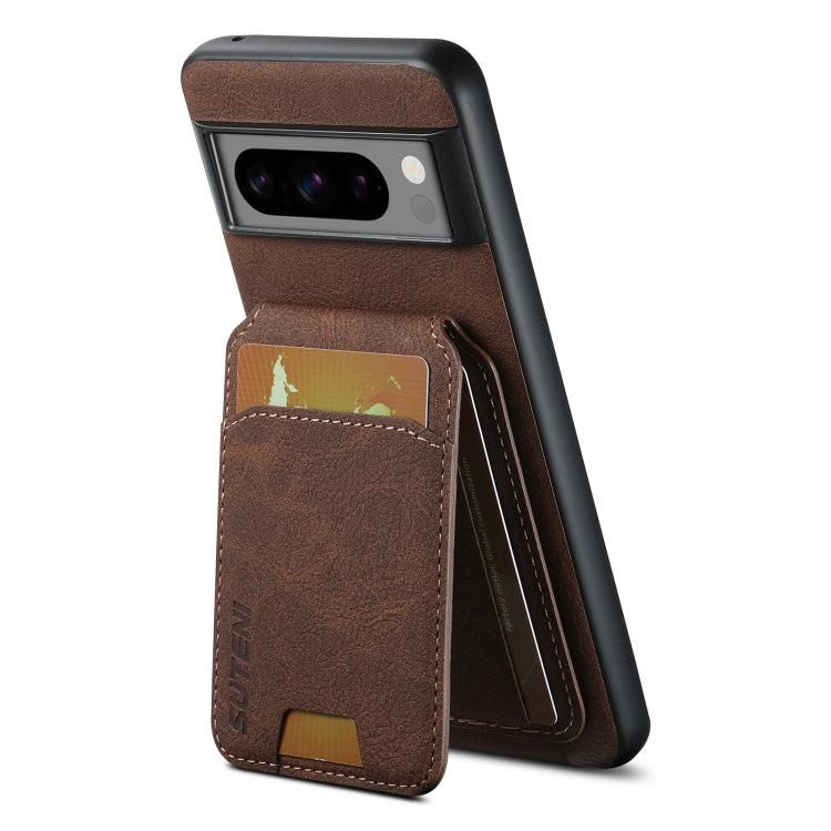 For Google Pixel 6 Suteni H02 Litchi Leather Card Wallet Stand Back Phone Case(Brown) by Suteni