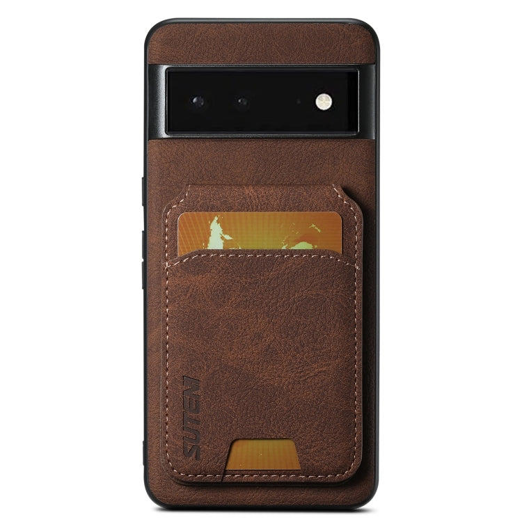 For Google Pixel 6 Suteni H02 Litchi Leather Card Wallet Stand Back Phone Case(Brown) by Suteni