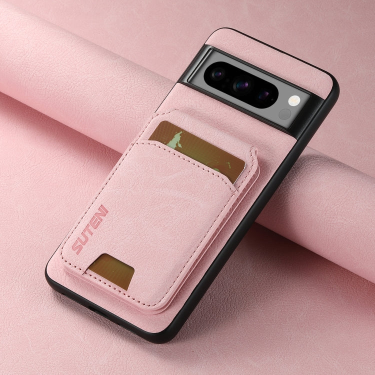 For Google Pixel 6 Suteni H02 Litchi Leather Card Wallet Stand Back Phone Case(Pink) by Suteni