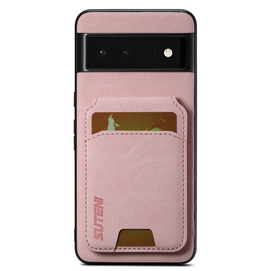 For Google Pixel 6 Suteni H02 Litchi Leather Card Wallet Stand Back Phone Case(Pink) by Suteni