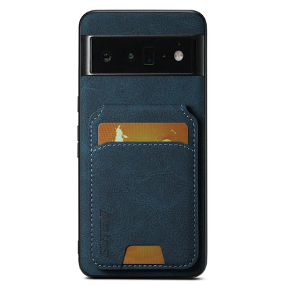 For Google Pixel 6 Pro Suteni H02 Litchi Leather Card Wallet Stand Back Phone Case(Blue) by Suteni