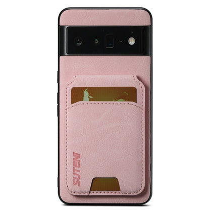 For Google Pixel 6 Pro Suteni H02 Litchi Leather Card Wallet Stand Back Phone Case(Pink) by Suteni