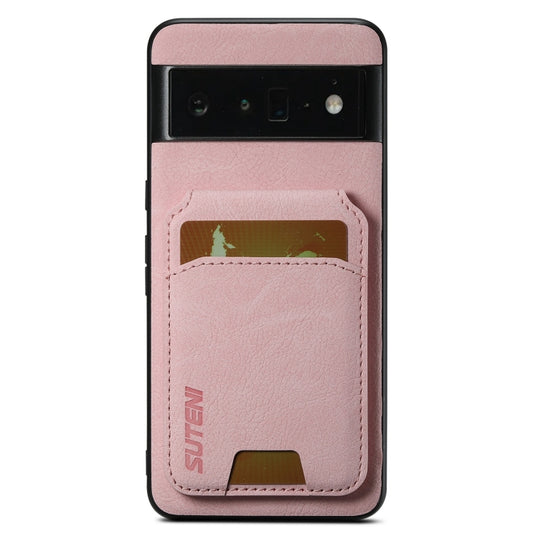 For Google Pixel 6 Pro Suteni H02 Litchi Leather Card Wallet Stand Back Phone Case(Pink) by Suteni