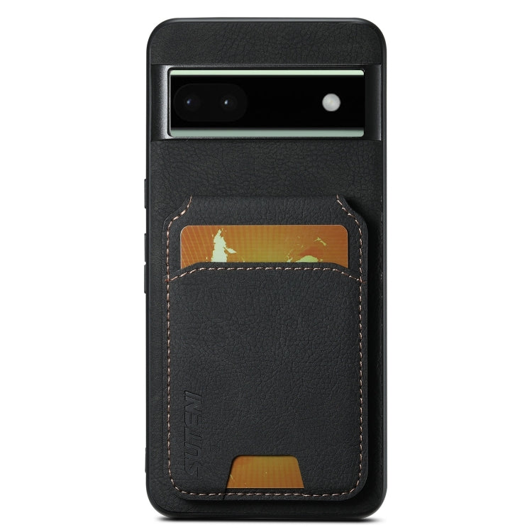 For Google Pixel 6a Suteni H02 Litchi Leather Card Wallet Stand Back Phone Case(Black) by Suteni