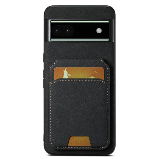 For Google Pixel 6a Suteni H02 Litchi Leather Card Wallet Stand Back Phone Case(Black) by Suteni