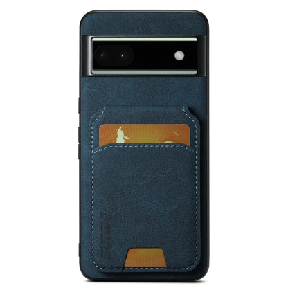 For Google Pixel 6a Suteni H02 Litchi Leather Card Wallet Stand Back Phone Case(Blue) by Suteni
