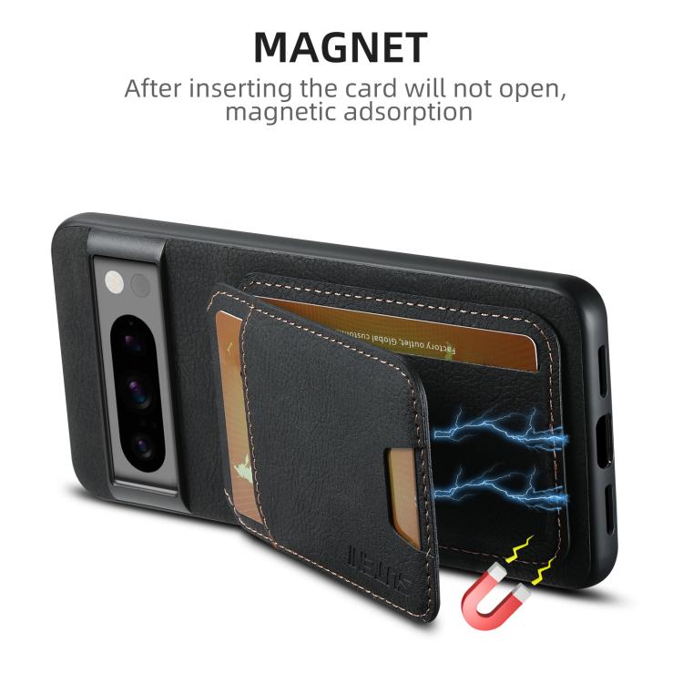 For Google Pixel 9 Suteni H02 Litchi Leather Card Wallet Stand Back Phone Case(Black) by Suteni