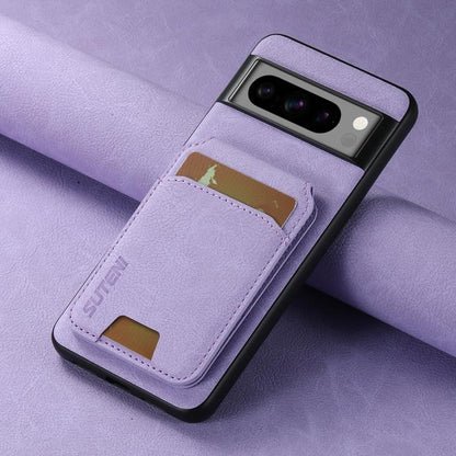 For Google Pixel 9 Suteni H02 Litchi Leather Card Wallet Stand Back Phone Case(Purple) by Suteni