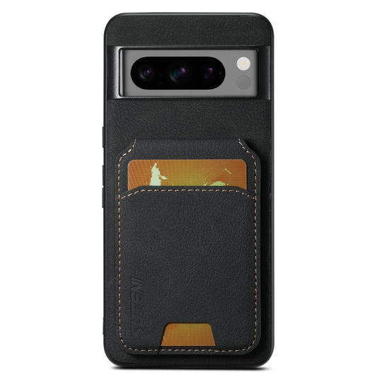 For Google Pixel 9 Pro Suteni H02 Litchi Leather Card Wallet Stand Back Phone Case(Black) by Suteni