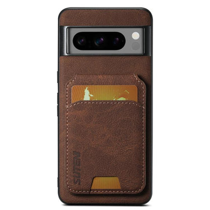 For Google Pixel 9 Pro Suteni H02 Litchi Leather Card Wallet Stand Back Phone Case(Brown) by Suteni