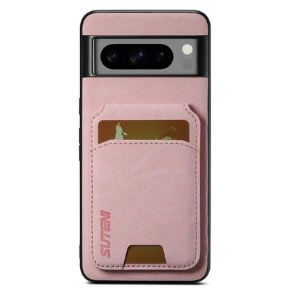 For Google Pixel 9 Pro Suteni H02 Litchi Leather Card Wallet Stand Back Phone Case(Pink) by Suteni