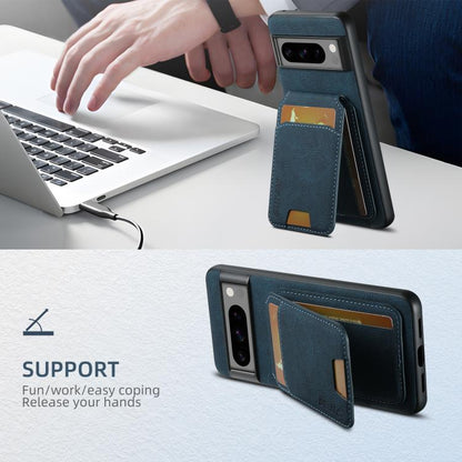 For Google Pixel 9 Pro XL Suteni H02 Litchi Leather Card Wallet Stand Back Phone Case(Blue) by Suteni