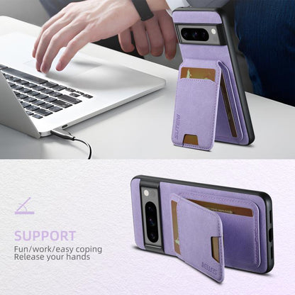 For Google Pixel 9 Pro XL Suteni H02 Litchi Leather Card Wallet Stand Back Phone Case(Purple) by Suteni