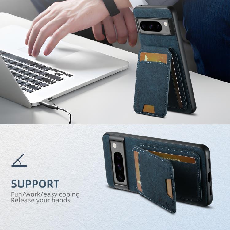 For Google Pixel 10 Pro XL Suteni H02 Litchi Leather Card Wallet Stand Back Phone Case(Blue) by Suteni