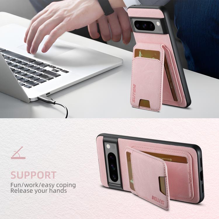 For Google Pixel 10 Suteni H02 Litchi Leather Card Wallet Stand Back Phone Case(Pink) by Suteni