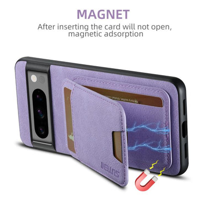 For Google Pixel 10 Suteni H02 Litchi Leather Card Wallet Stand Back Phone Case(Purple) by Suteni