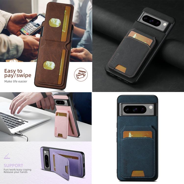 For Google Pixel 7a Suteni H02 Litchi Leather Card Wallet Stand Back Phone Case(Brown) by Suteni