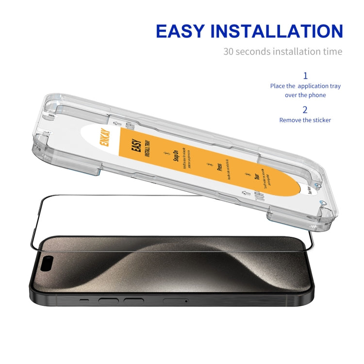 For iPhone 15 Pro ENKAY Easy Install High Alumina Silicon Full Glass Film by ENKAY