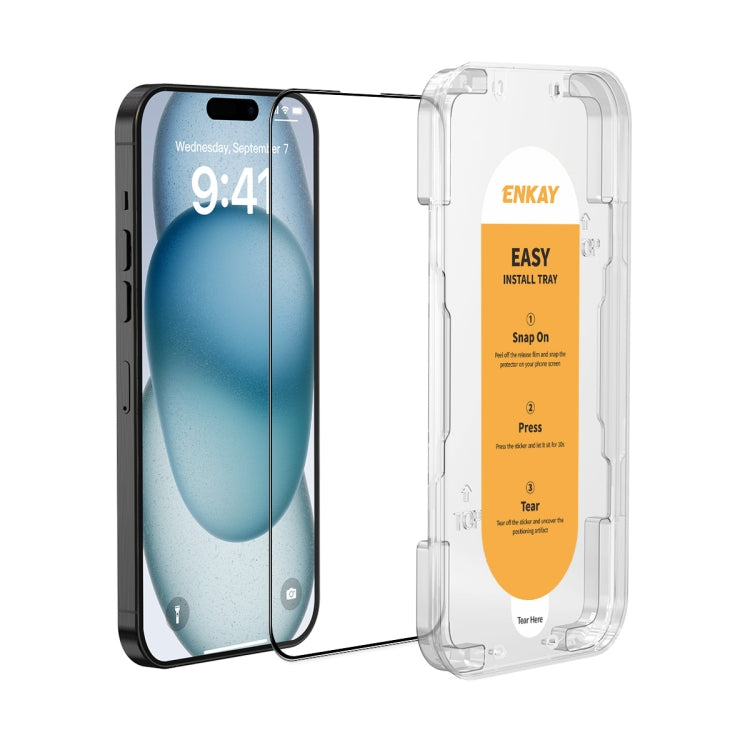 For iPhone 15 Plus ENKAY Easy Install High Alumina Silicon Full Glass Film by ENKAY