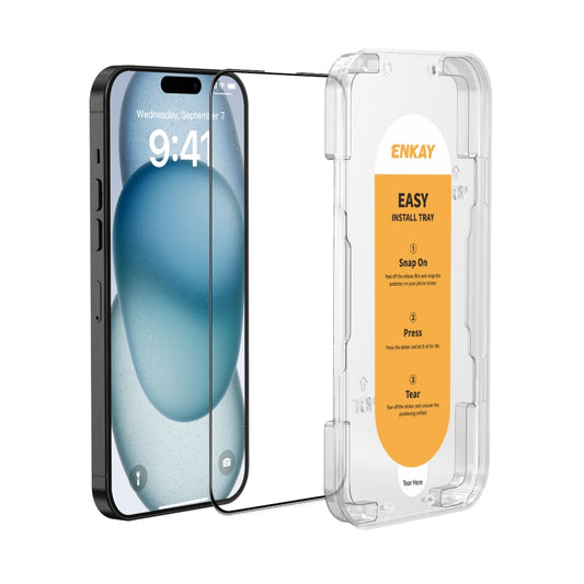 For iPhone 15 ENKAY Easy Install High Alumina Silicon Full Glass Film by ENKAY