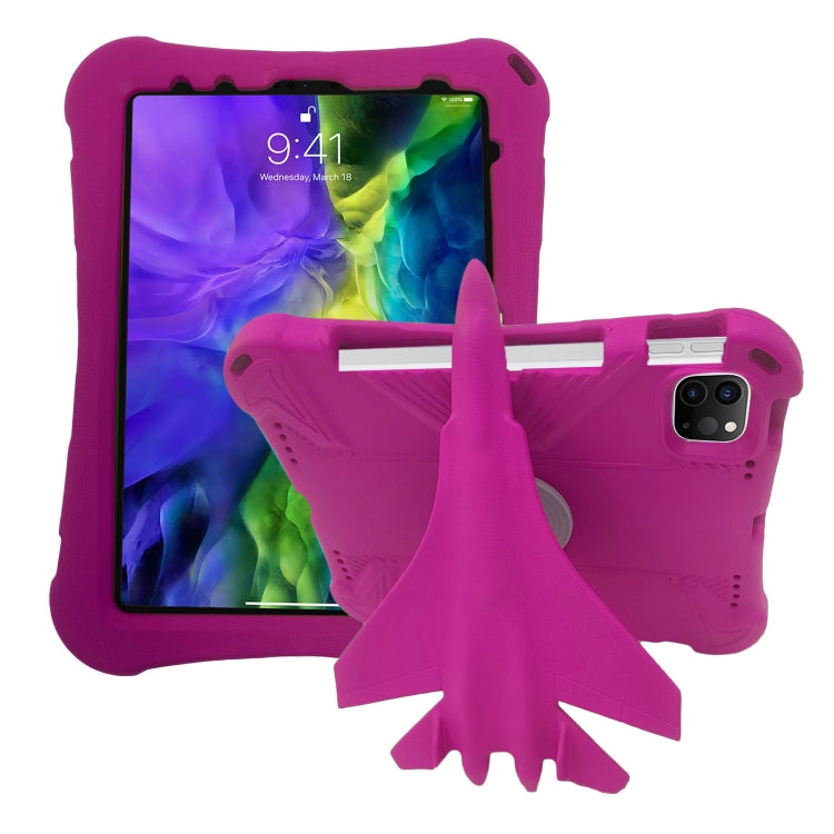 For iPad Pro 11 2020 / 2021 / 2022 360 Rotation Aircraft Holder EVA Shockproof Tablet Case(RoseRed) by bashfashion