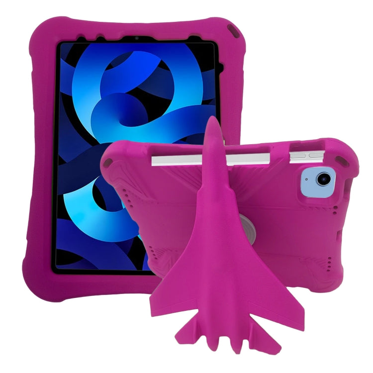 For iPad Air 2022 / 2020 10.9 360 Rotation Aircraft Holder EVA Shockproof Tablet Case(RoseRed) by bashfashion