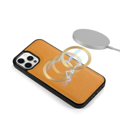 For iPhone 12 Pro Max MagSafe Crossbody Multi-functional Zipper Wallet Litchi Leather Phone Case(Orange) by bashfashion