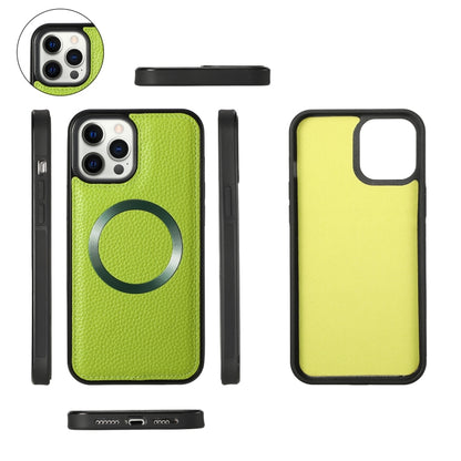 For iPhone 12 Pro Max MagSafe Crossbody Multi-functional Zipper Wallet Litchi Leather Phone Case(Green) by bashfashion