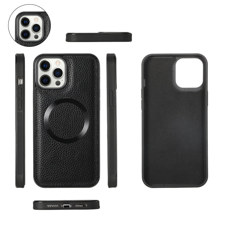 For iPhone 12 Pro Max MagSafe Crossbody Multi-functional Zipper Wallet Litchi Leather Phone Case(Black) by bashfashion