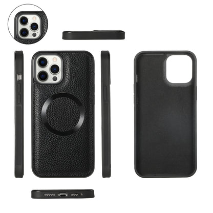 For iPhone 12 Pro Max MagSafe Crossbody Multi-functional Zipper Wallet Litchi Leather Phone Case(Black) by bashfashion