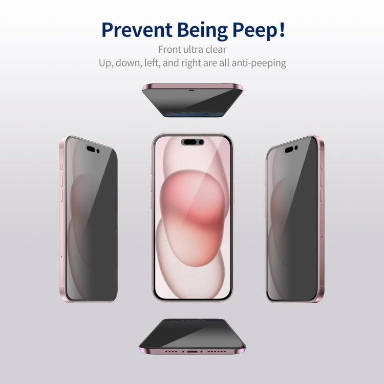 For iPhone 15 ENKAY Hat-Prince 360 Degree Anti-peeping Privacy Full Screen Tempered Glass Film by ENKAY