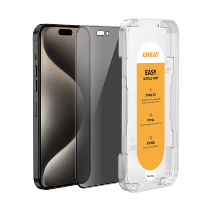 For iPhone 15 Pro Max ENKAY Easy Install Anti-peeping Privacy Full Screen Tempered Glass Film by ENKAY