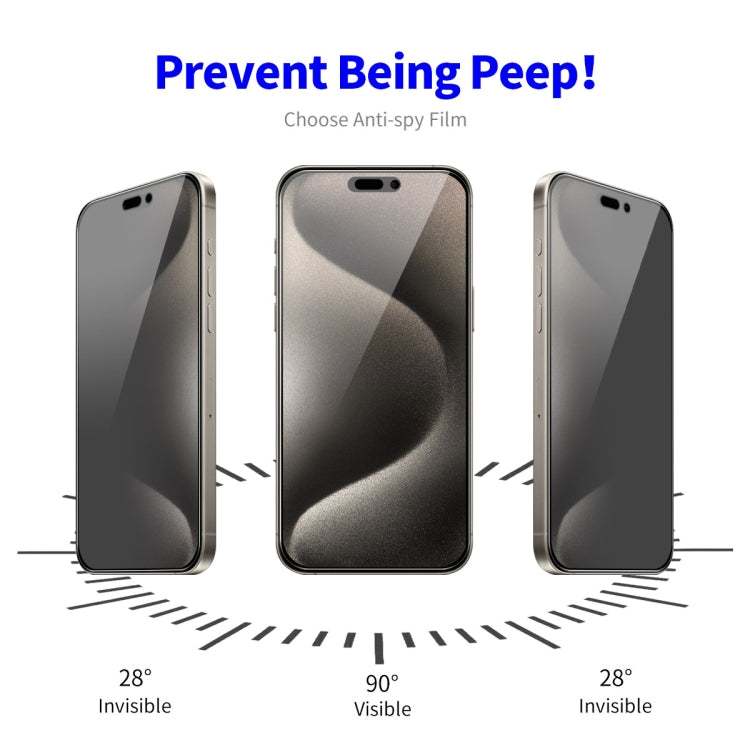 For iPhone 15 Pro Max ENKAY Easy Install Anti-peeping Privacy Full Screen Tempered Glass Film by ENKAY