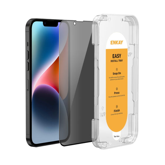 For iPhone 14 Plus ENKAY Easy Install Anti-peeping Privacy Full Screen Tempered Glass Film by ENKAY
