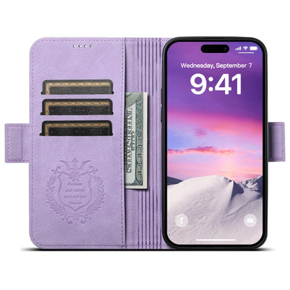 For iPhone 13 SUTENI J07 Multifunctional Horizontal Flip Magsafe Leather Phone Case(Purple) by Suteni