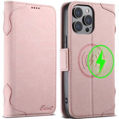 For iPhone 14 Pro SUTENI J07 Multifunctional Horizontal Flip Magsafe Leather Phone Case(Pink) by Suteni