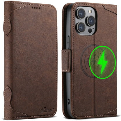 For iPhone 14 Pro Max SUTENI J07 Multifunctional Horizontal Flip Magsafe Leather Phone Case(Brown) by Suteni