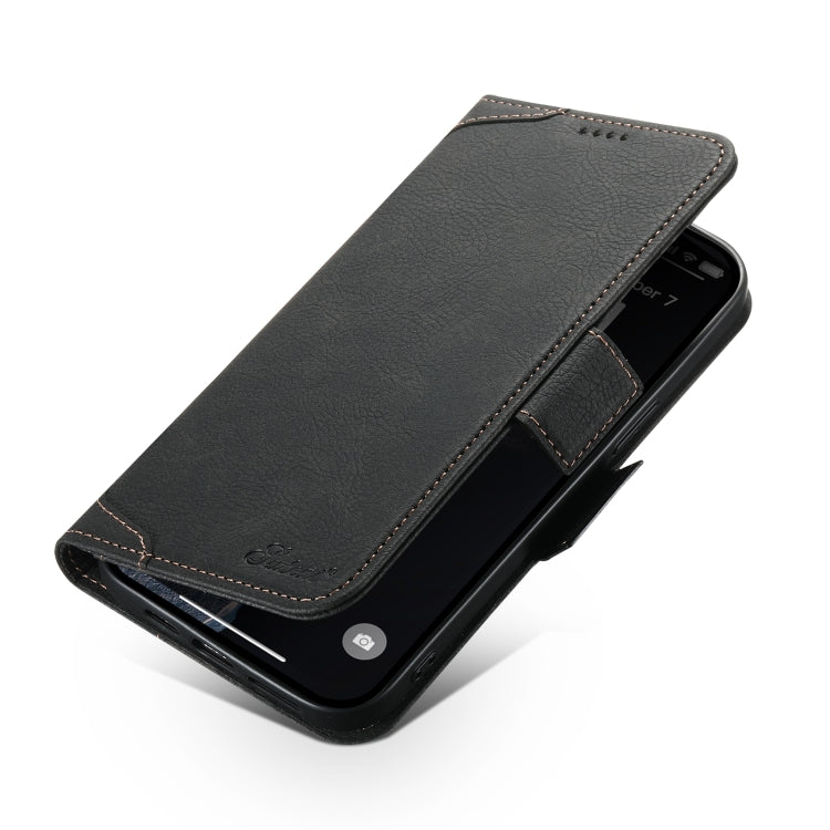 For iPhone 15 SUTENI J07 Multifunctional Horizontal Flip Magsafe Leather Phone Case(Black) by Suteni