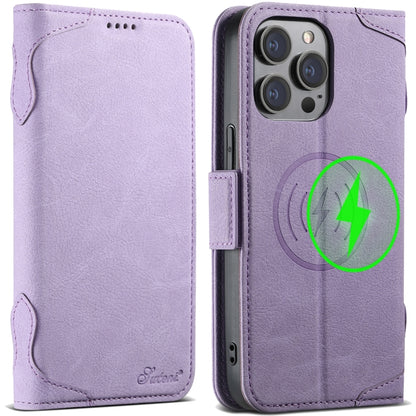 For iPhone 15 Pro Max SUTENI J07 Multifunctional Horizontal Flip Magsafe Leather Phone Case(Purple) by Suteni