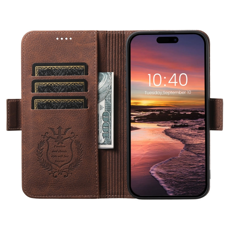 For iPhone 16 SUTENI J07 Multifunctional Horizontal Flip Magsafe Leather Phone Case(Brown) by Suteni