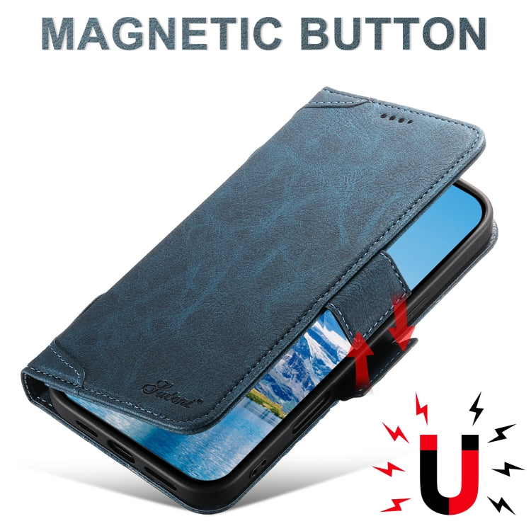 For iPhone 16 SUTENI J07 Multifunctional Horizontal Flip Magsafe Leather Phone Case(Blue) by Suteni