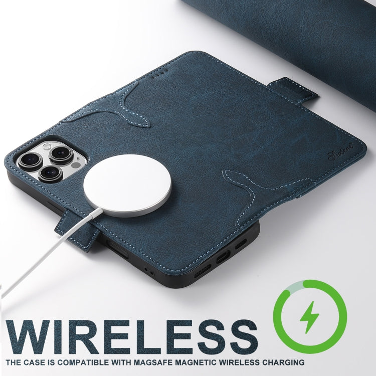 For iPhone 16 SUTENI J07 Multifunctional Horizontal Flip Magsafe Leather Phone Case(Blue) by Suteni