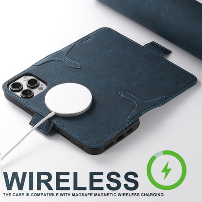 For iPhone 16 SUTENI J07 Multifunctional Horizontal Flip Magsafe Leather Phone Case(Blue) by Suteni