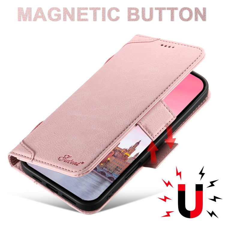 For iPhone 16 SUTENI J07 Multifunctional Horizontal Flip Magsafe Leather Phone Case(Pink) by Suteni
