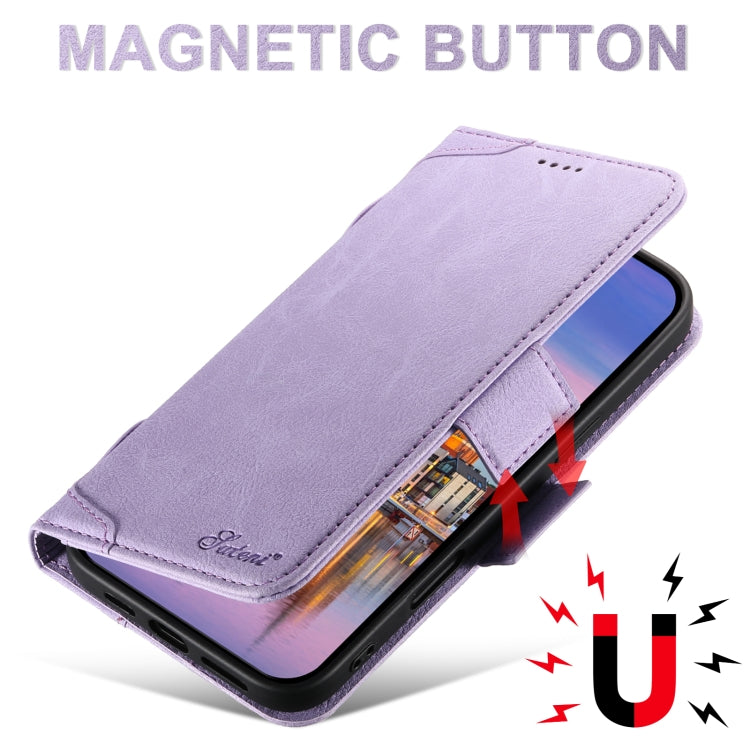 For iPhone 16 SUTENI J07 Multifunctional Horizontal Flip Magsafe Leather Phone Case(Purple) by Suteni