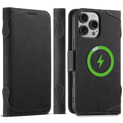 For iPhone 16 Pro SUTENI J07 Multifunctional Horizontal Flip Magsafe Leather Phone Case(Black) by Suteni