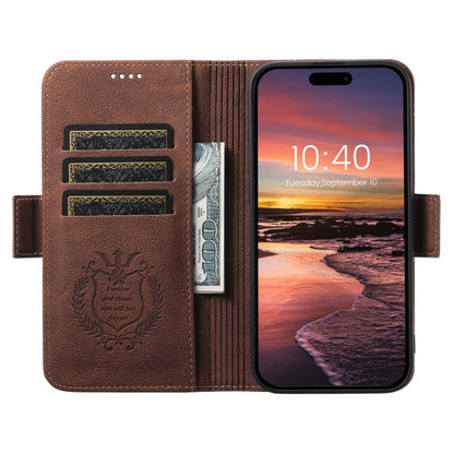 For iPhone 16 Pro SUTENI J07 Multifunctional Horizontal Flip Magsafe Leather Phone Case(Brown) by Suteni