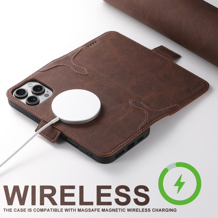 For iPhone 16 Pro SUTENI J07 Multifunctional Horizontal Flip Magsafe Leather Phone Case(Brown) by Suteni