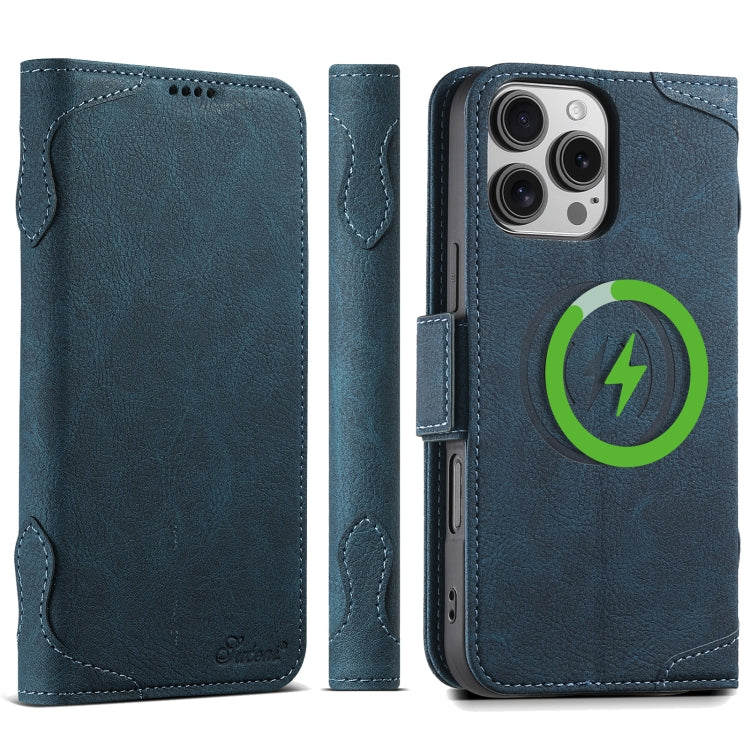 For iPhone 16 Pro SUTENI J07 Multifunctional Horizontal Flip Magsafe Leather Phone Case(Blue) by Suteni